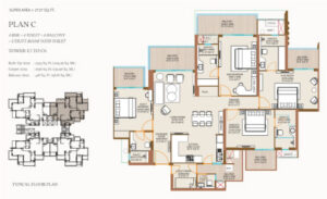 Ivory County Sector 115 Noida Plan C floor plan 2727 SQ.FT